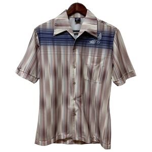 Vintage Retro 70's Polyester Dagger Collar Short Sleeve Shirt Birds Western M